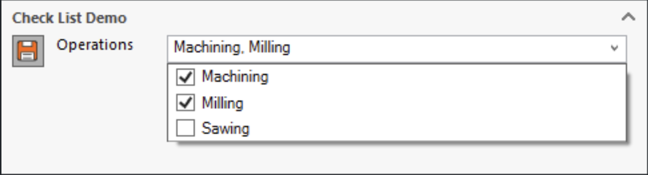 Operations -selection with Checklist