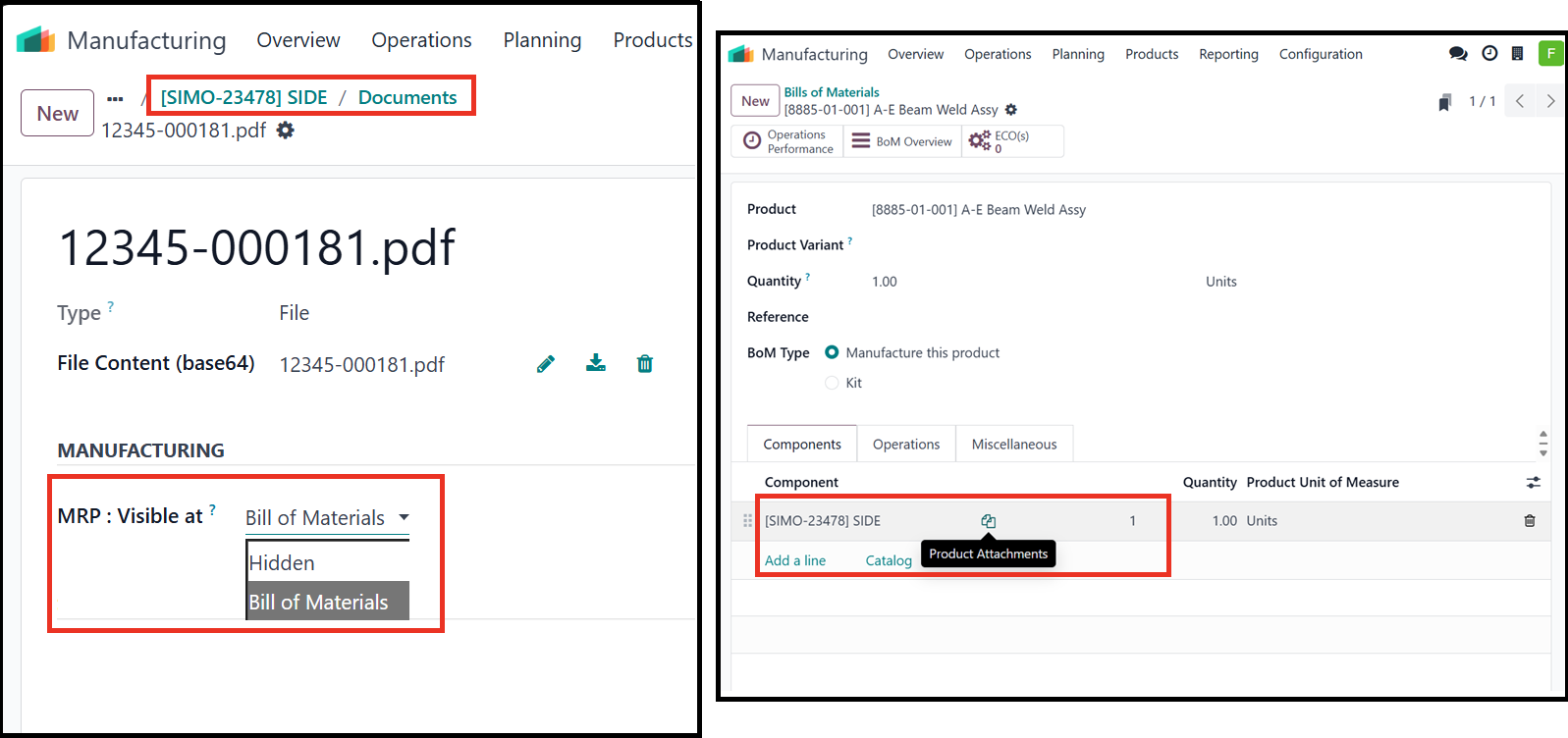 BOM Visibility configuration at Odoo