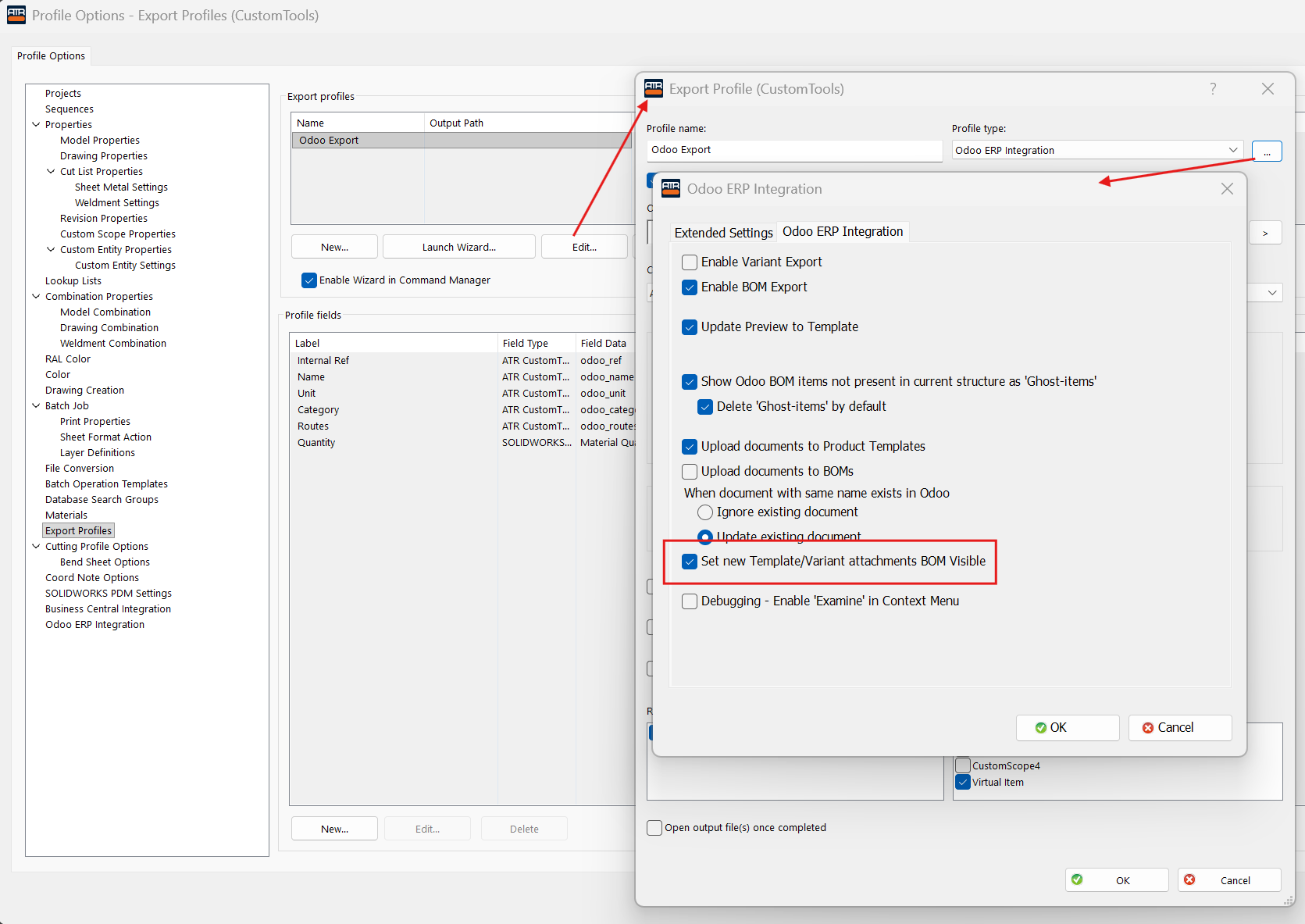 BOM Visibility configuration in CT Options